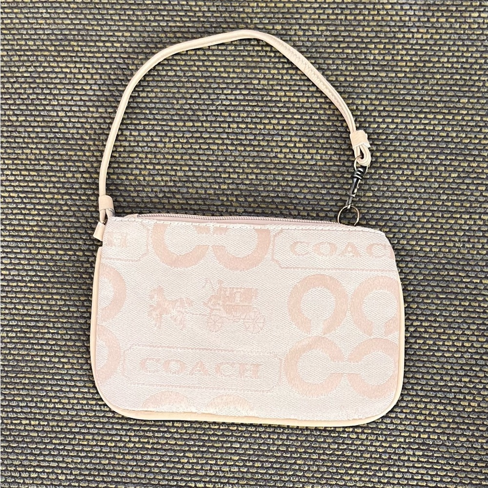 Coach Tan Clutch Wristlet with Signature Monogram